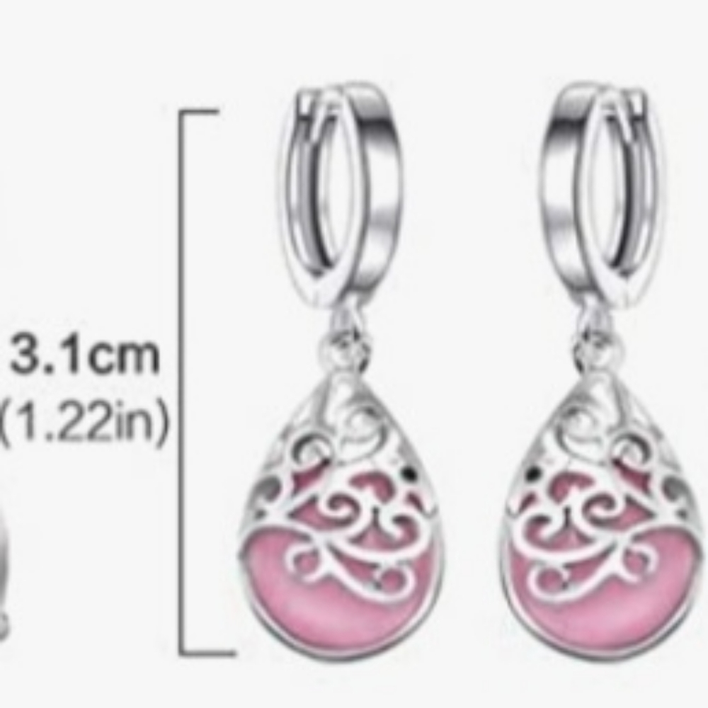 Pink Opalite Earrings - Picture 2 of 2